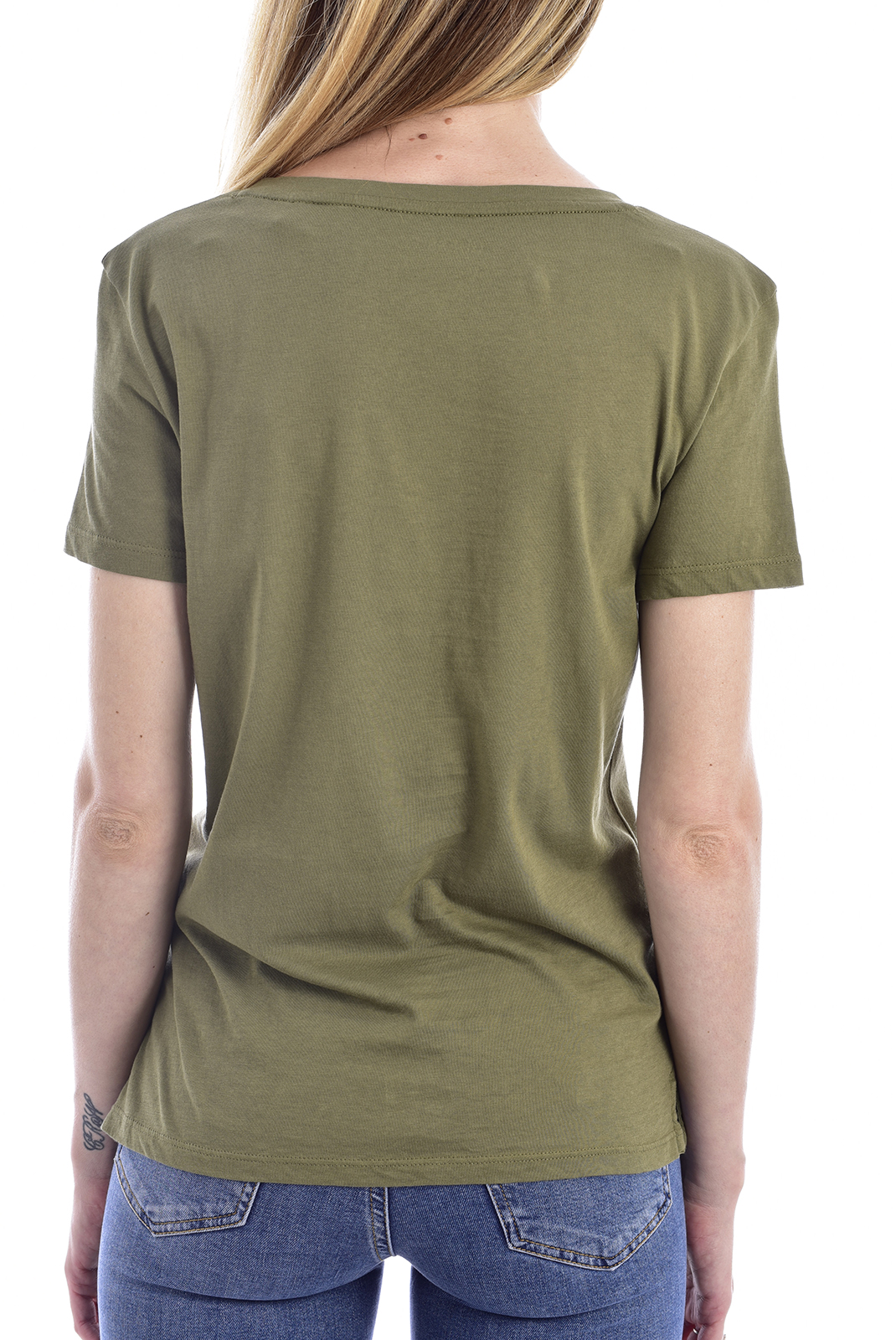Tee-shirt vert manches courtes & col V Guess - W92i58k8fv0