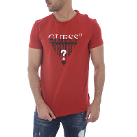 Guess Tee-shirt Rouge Avec Logo Printe U82i12