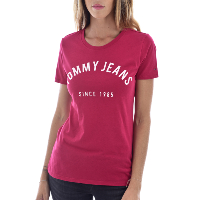 Tommy Jeans Tee-shirt Rose En Coton Avec Logo Printé Dw0dw04399684