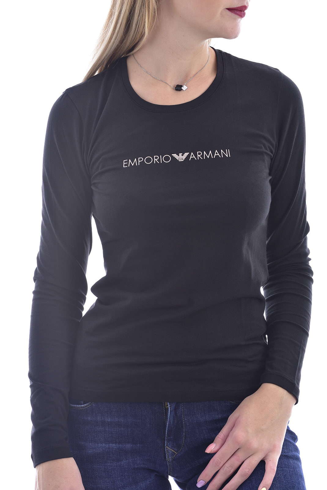 Emporio Armani Tee-shirt Noir À Manches Longues 163229 0a219 