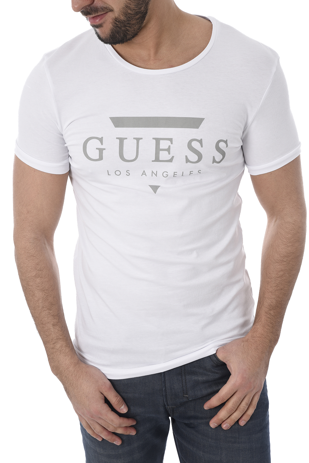 T-Shirt blanc homme Guess U82m00